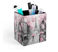 Quteprint Pot à crayons carré, tour Eiffel Paris Street Art pour bureau, organiseur de stylos de bureau en polyuréthane, accessoires de bureau, pot à crayons, rangement de papeterie, porte-pinceaux de
