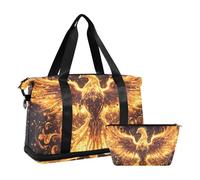 Quteprint Sac de sport imperméable - Fire Phoenix Flames Sac de sport grande capacité avec compartiment sec et rangement pour chaussures, yoga, natation, voyage pour l'entraînement, le fitness, les