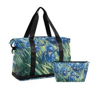 Quteprint Sac de sport imperméable - Irises Vincent Van Gogh Sac de sport grande capacité avec compartiment sec et rangement pour chaussures, yoga, natation, voyage pour l'entraînement, le fitness