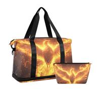 Quteprint Sac de sport imperméable - Phoenix Flames Sac de sport grande capacité avec compartiment sec et rangement pour chaussures, yoga, natation, voyage pour l'entraînement, le fitness, les voyages