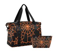 Quteprint Sac de sport imperméable - Sac de sport de grande capacité avec filet d'araignée d'Halloween avec compartiment sec et rangement pour chaussures, yoga, natation, voyage pour l'entraînement