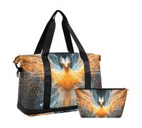 Quteprint Sac de sport imperméable - Sac de sport Phoenix de grande capacité avec compartiment sec et rangement pour chaussures, yoga, natation, voyage pour l'entraînement, le fitness, les voyages