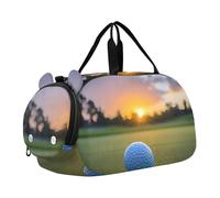 Quteprint Sac de sport pour enfants garçons et filles - Sac de sport pour balle de golf Sunset 100 % polyester avec compartiment séparé pour chaussures, bandoulière réglable, sac compact de voyage et