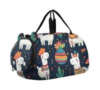 Quteprint Sac de sport pour enfants pour garçons et filles - Alpaga mexicain cactus tropical 100 % polyester avec compartiment séparé pour chaussures, bandoulière réglable, sac compact de voyage et