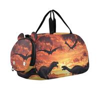 Quteprint Sac de sport pour enfants pour garçons et filles - Dinosaures africains 100 % polyester avec compartiment séparé pour chaussures, bandoulière réglable, sac compact de voyage et