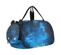Quteprint Sac de sport pour enfants pour garçons et filles - Galaxy Blue Stars Deep Space Sac de gym 100 % polyester avec compartiment séparé pour chaussures, bandoulière réglable, sac compact de
