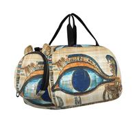 Quteprint Sac de sport pour enfants pour garçons et filles - Œil d'Horus de l'Égypte antique 100 % polyester avec compartiment séparé pour chaussures, bandoulière réglable, sac compact de voyage et
