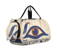 Quteprint Sac de sport pour enfants pour garçons et filles - Œil d'Horus d'Égypte Papyrus 100 % polyester avec compartiment séparé pour chaussures, bandoulière réglable, sac compact de voyage et