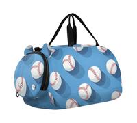 Quteprint Sac de sport pour enfants pour garçons et filles - Motif ballon de baseball 100 % polyester avec compartiment séparé pour chaussures, bandoulière réglable, sac compact de voyage et