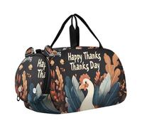 Quteprint Sac de sport pour enfants pour garçons et filles - Motif feuilles de dinde heureuses d'automne 100 % polyester avec compartiment séparé pour chaussures, bandoulière réglable, sac compact de