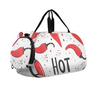 Quteprint Sac de sport pour enfants pour garçons et filles - Motif piments rouges 100 % polyester avec compartiment séparé pour chaussures, bandoulière réglable, sac compact de voyage et