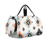 Quteprint Sac de sport pour enfants pour garçons et filles - Motifs ethniques aztèques 100 % polyester avec compartiment séparé pour chaussures, bandoulière réglable, sac compact de voyage et