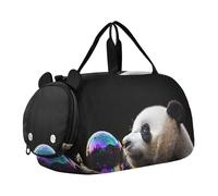 Quteprint Sac de sport pour enfants pour garçons et filles - Panda coloré Bubble Sac de gym 100 % polyester avec compartiment séparé pour chaussures, bandoulière réglable, sac compact de voyage et