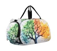 Quteprint Sac de sport pour enfants pour garçons et filles - Sac de sport aquarelle quatre saisons 100 % polyester avec compartiment séparé pour chaussures, bandoulière réglable, sac compact de voyage