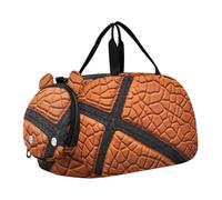 Quteprint Sac de sport pour enfants pour garçons et filles - Texture ballon de basket-ball 100 % polyester avec compartiment séparé pour chaussures, bandoulière réglable, sac compact de voyage et