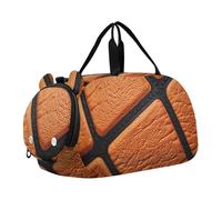 Quteprint Sac de sport pour enfants pour garçons et filles - Texture ballon de basket-ball 100 % polyester avec compartiment séparé pour chaussures, bandoulière réglable, sac compact de voyage et