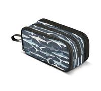 Quteprint Trousse à crayons à fermeture éclair colorée avec animaux marins requins grande capacité durable avec 3 compartiments, organiseur d'école, université, bureau pour étudiants, adolescents