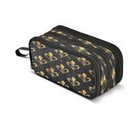 Quteprint Trousse à crayons à fermeture éclair, fleur de lys dorée pailletée, grande capacité, durable, avec 3 compartiments, organiseur pour l'école, le bureau, pour étudiants, adolescents, adultes