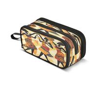 Quteprint Trousse à crayons à fermeture éclair, motif femme africaine dansante ethnique, grande capacité, durable, avec 3 compartiments, pour l'école, l'université, le bureau, pour étudiants
