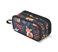 Quteprint Trousse à crayons à fermeture éclair, motif floral, renard, lapin, grande capacité, durable, avec 3 compartiments, pour l'école, l'université, le bureau, pour étudiants, adolescents, adultes