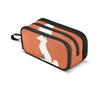 Quteprint Trousse à crayons à fermeture éclair, motif renard blanc abstrait, grande capacité, durable, avec 3 compartiments, pour l'école, l'université, le bureau, pour étudiants, adolescents, adultes