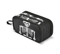 Quteprint Trousse à crayons avec fermeture éclair, crâne humain, squelette, grande capacité, durable, avec 3 compartiments, organiseur de bureau, pour étudiants, adolescents, adultes, garçons et