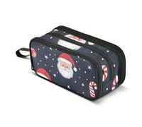 Quteprint Trousse à crayons avec fermeture éclair, Père Noël, canne à sucre d'orge, grande capacité, durable, avec 3 compartiments, organiseur pour l'école, le bureau, pour étudiants, adolescents