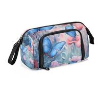 Quteprint Trousse à crayons de grande capacité avec fermeture éclair - Motif animal, papillon, coquelicot, fleurs - Pour le bureau, l'école, la papeterie, les adolescents, les garçons, les adultes