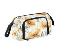 Quteprint Trousse à crayons de grande capacité avec fermeture éclair - Motif coquelicot orange aquarelle - Pour adolescents, filles, garçons, adultes et étudiants
