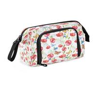 Quteprint Trousse à crayons de grande capacité avec fermeture éclair - Motif coquelicot rouge - Pour adolescents, filles, garçons, adultes, étudiants