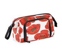 Quteprint Trousse à crayons de grande capacité avec fermeture éclair - Motif fleurs de coquelicot - Pour adolescents, filles, garçons, adultes, étudiants