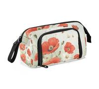 Quteprint Trousse à crayons de grande capacité avec fermeture éclair - Motif floral et coquelicot - Pour adolescents, filles, garçons, adultes, étudiants