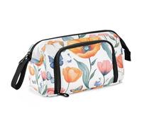 Quteprint Trousse à crayons de grande capacité avec fermeture éclair - Motif floral et coquelicot - Pour adolescents, filles, garçons, adultes