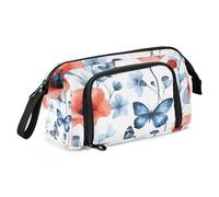 Quteprint Trousse à crayons de grande capacité avec fermeture éclair pour adolescents, filles, garçons, adultes - Motif coquelicot et papillon