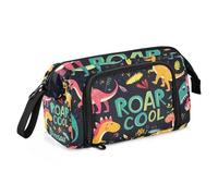 Quteprint Trousse à crayons de grande capacité, divers dinosaures cool avec fermeture éclair, trousse à crayons pour bureau, école, papeterie, boîte à crayons pour adolescents, filles, garçons