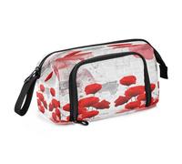 Quteprint Trousse à crayons de grande capacité, motif coquelicot avec fermeture éclair, pour bureau, école, papeterie, boîte à crayons pour adolescents, filles, garçons, adultes, étudiants