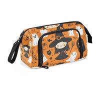 Quteprint Trousse à crayons de grande capacité, motif d'Halloween, sorcière, fantômes, trousse à crayons portable avec fermeture éclair, trousse à crayons pour bureau, école, papeterie, boîte à