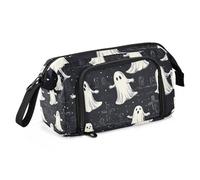 Quteprint Trousse à crayons de grande capacité, motif fantômes mignons d'Halloween, trousse à crayons portable avec fermeture éclair, pour bureau, école, papeterie, boîte à crayons pour adolescents