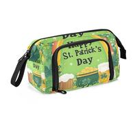Quteprint Trousse à crayons de grande capacité, motif trèfles de la Saint-Patrick, trousse à crayons portable avec fermeture éclair, pour bureau, école, papeterie, boîte à crayons pour adolescents