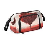 Quteprint Trousse à crayons de grande capacité pour Saint-Valentin, automne, cœur, arbre, coquelicot, trousse à crayons portable avec fermeture éclair, trousse à crayons pour adolescents, filles
