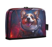Quteprint Trousse à crayons debout - Chien Corgi Astronaute Space Star Trousse à crayons, trousse de papeterie, trousse de maquillage portable, organisateur de bureau pour l'école, le bureau, les