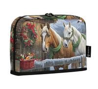 Quteprint Trousse à crayons debout - Motif cheval de Noël - Trousse de papeterie portable - Organiseur de bureau pour l'école, le bureau, les étudiants, les adolescents, les garçons et les filles