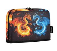 Quteprint Trousse à crayons debout - Trousse à crayons avec deux dragons combattants - Trousse de papeterie, trousse de maquillage portable, organisateur de bureau pour l'école, le bureau, les
