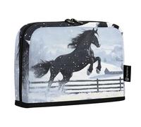 Quteprint Trousse à crayons debout - Trousse à crayons en forme de cheval noir, trousse de papeterie, trousse de maquillage portable, organisateur de bureau pour l'école, le bureau, les étudiants, les