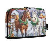 Quteprint Trousse à crayons debout - Trousse à crayons en hiver, motif cheval de Noël, sac de papeterie, trousse de maquillage portable, organisateur de bureau pour l'école, le bureau, les étudiants