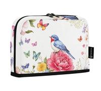 Quteprint Trousse à crayons sur pied - Aquarelle Florals Bird Butterfly Trousse à crayons, trousse de papeterie, trousse de maquillage portable, organisateur de bureau pour l'école, le bureau, les