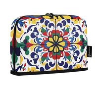 Quteprint Trousse à crayons sur pied - Carreaux mexicains Talavera Mandala Trousse à crayons, trousse de papeterie, trousse de maquillage portable, organisateur de bureau pour l'école, le bureau, les