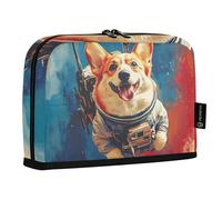 Quteprint Trousse à crayons sur pied - Chien Corgi Astronaute Art Trousse à crayons, trousse de papeterie, trousse de maquillage portable, organisateur de bureau pour l'école, le bureau, les étudiants