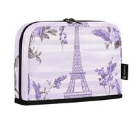 Quteprint Trousse à crayons sur pied - Fleur de lavande Paris Tour Eiffel Trousse à crayons, trousse de papeterie, trousse de maquillage portable, organisateur de bureau pour l'école, le bureau, les