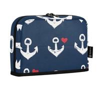 Quteprint Trousse à crayons sur pied - Motif ancre de mer aime cœur - Trousse de papeterie, trousse de maquillage portable, organisateur de bureau pour l'école, le bureau, les étudiants, les